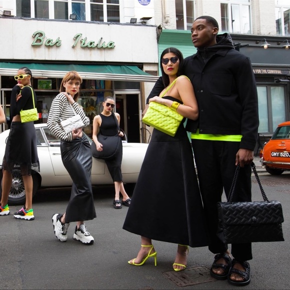 KURT GEIGER LONDON Kensington Drench Mini Leather Shoulder Bag Bright Lemon Neon - Picture 15 of 16